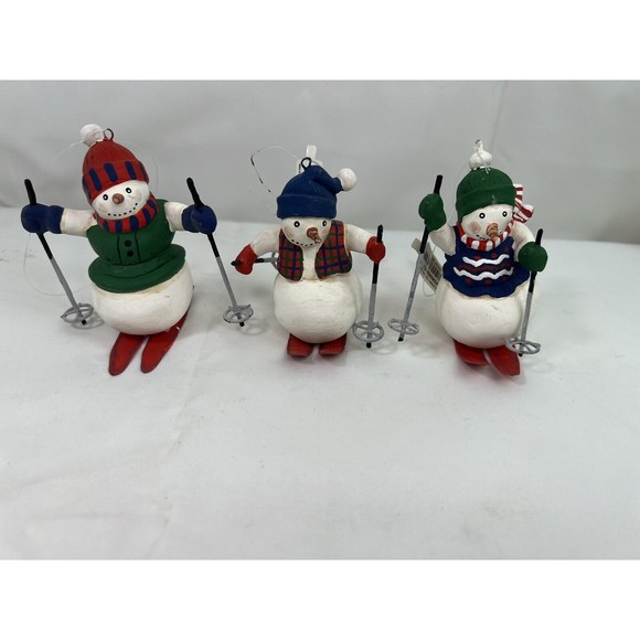 Lot Of 3 Department 56 Christmas Ornaments Skiing Snowmen NOS‎ VTG Retired - Picture 1 of 7